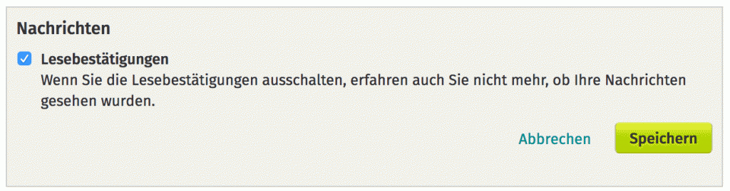 XING Nachrichten Lesebestätigun deaktivieren