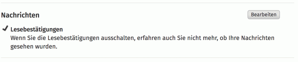 XING Nachrichten Lesebestätigung deaktivieren